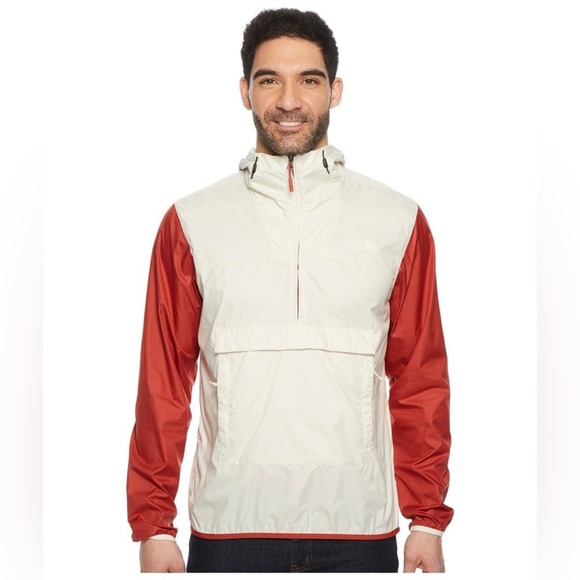 The North Face Red and White Windbreaker with High Collar - Picture 1 of 8